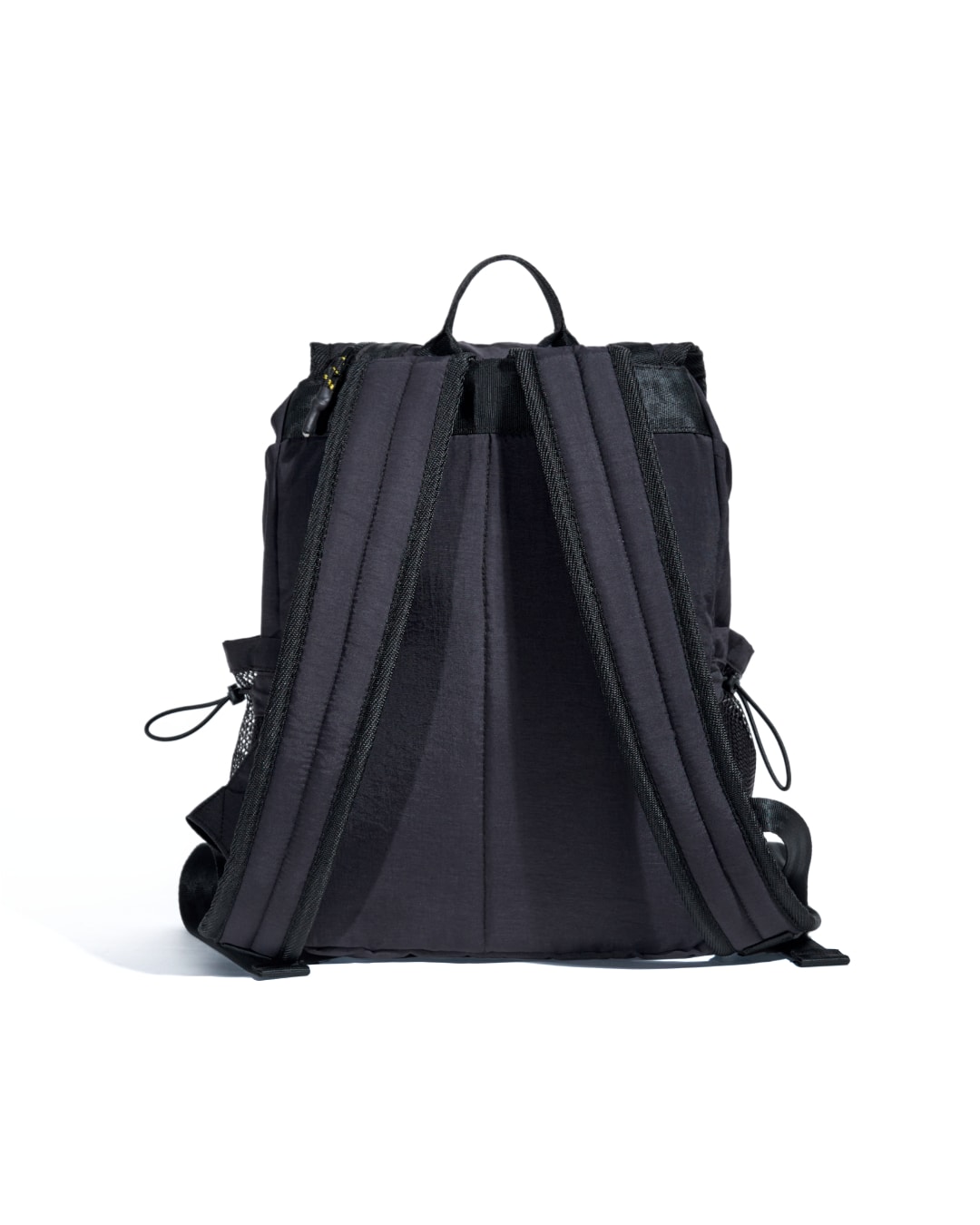 Back view of black SYMA Adore Backpack highlighting padded shoulder straps and clean back panel. Compact everyday backpack