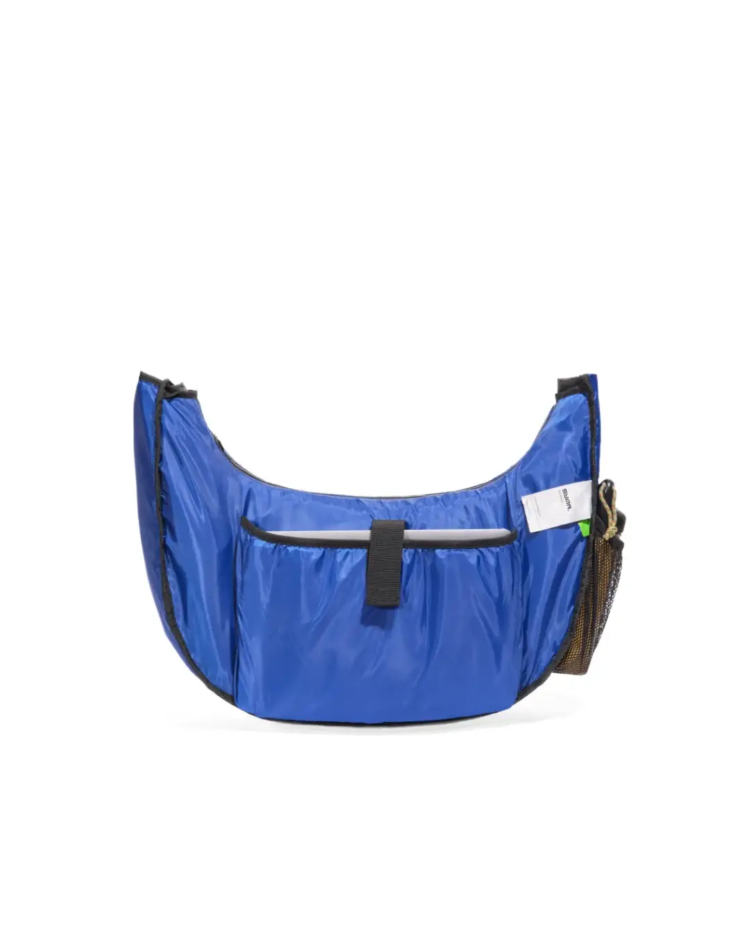 Interior view of SYMA Fable Sling Bag Navy highlighting padded laptop sleeve. Everyday commuter sling bag