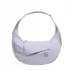 Front view of SYMA Fable Sling Bag Light Grey showing silent magnetic flap. Minimalist tech messenger