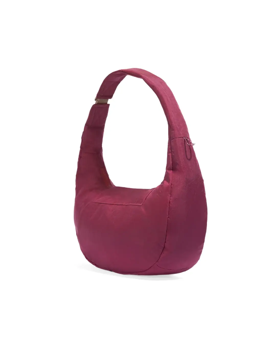 Rear angled view of SYMA Fable Sling Bag Maroon highlighting smooth back panel. Urban streetwear sling bag