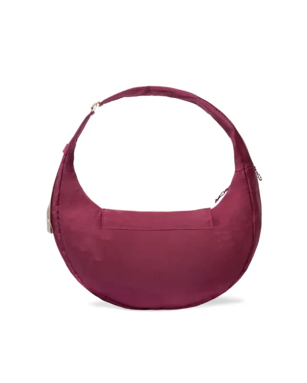 Back view of SYMA Fable Sling Bag Maroon showing seamless rear design. Urban streetwear sling bag